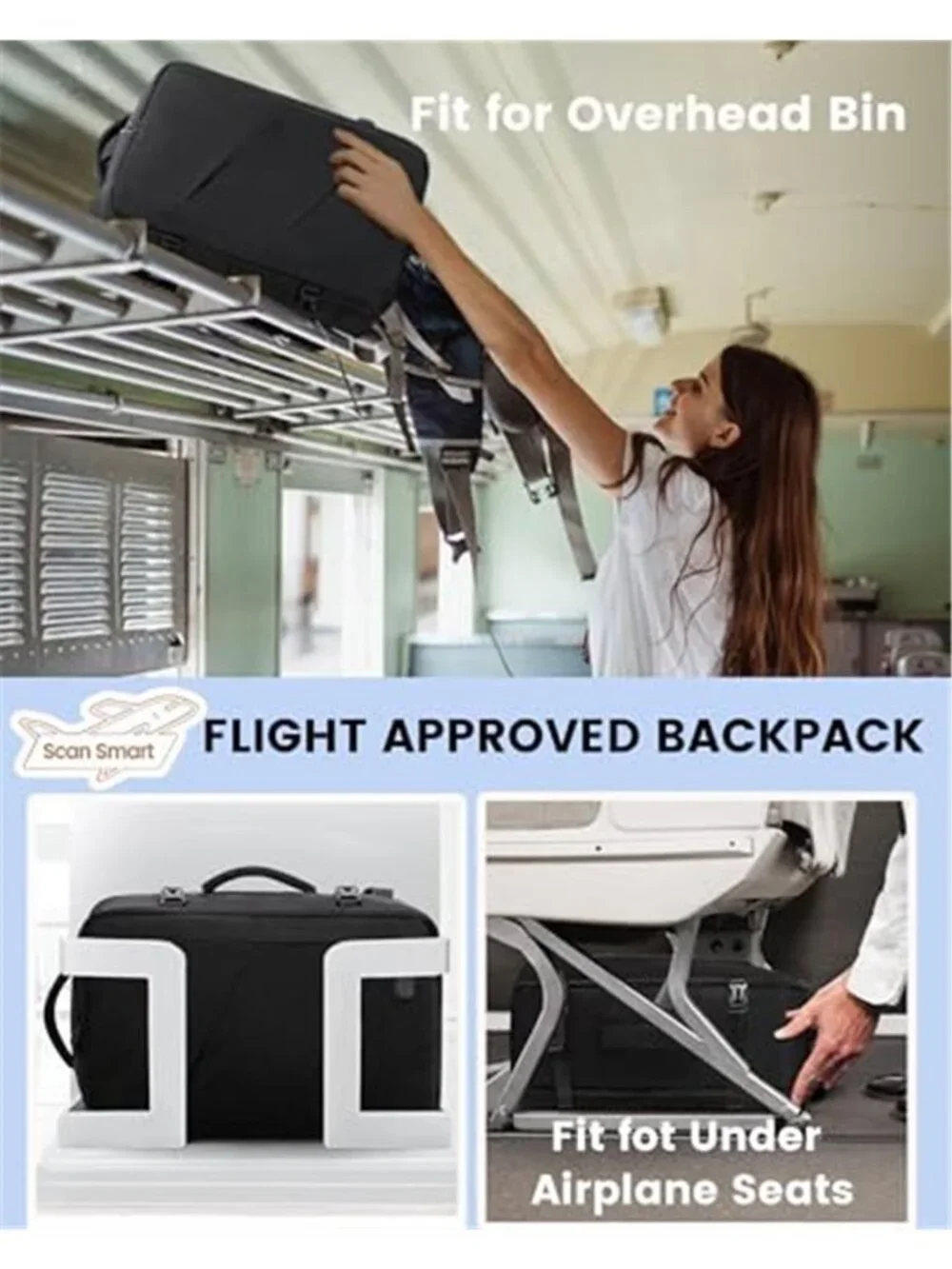 40L Carry On Travel Backpack 17 in Laptop Bag Airline Approved Packing Cubes USB